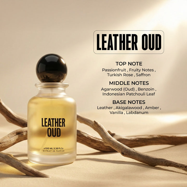 Leather Oud Extrait de Parfum – Exotic Passionfruit, Saffron & Smoked Leather