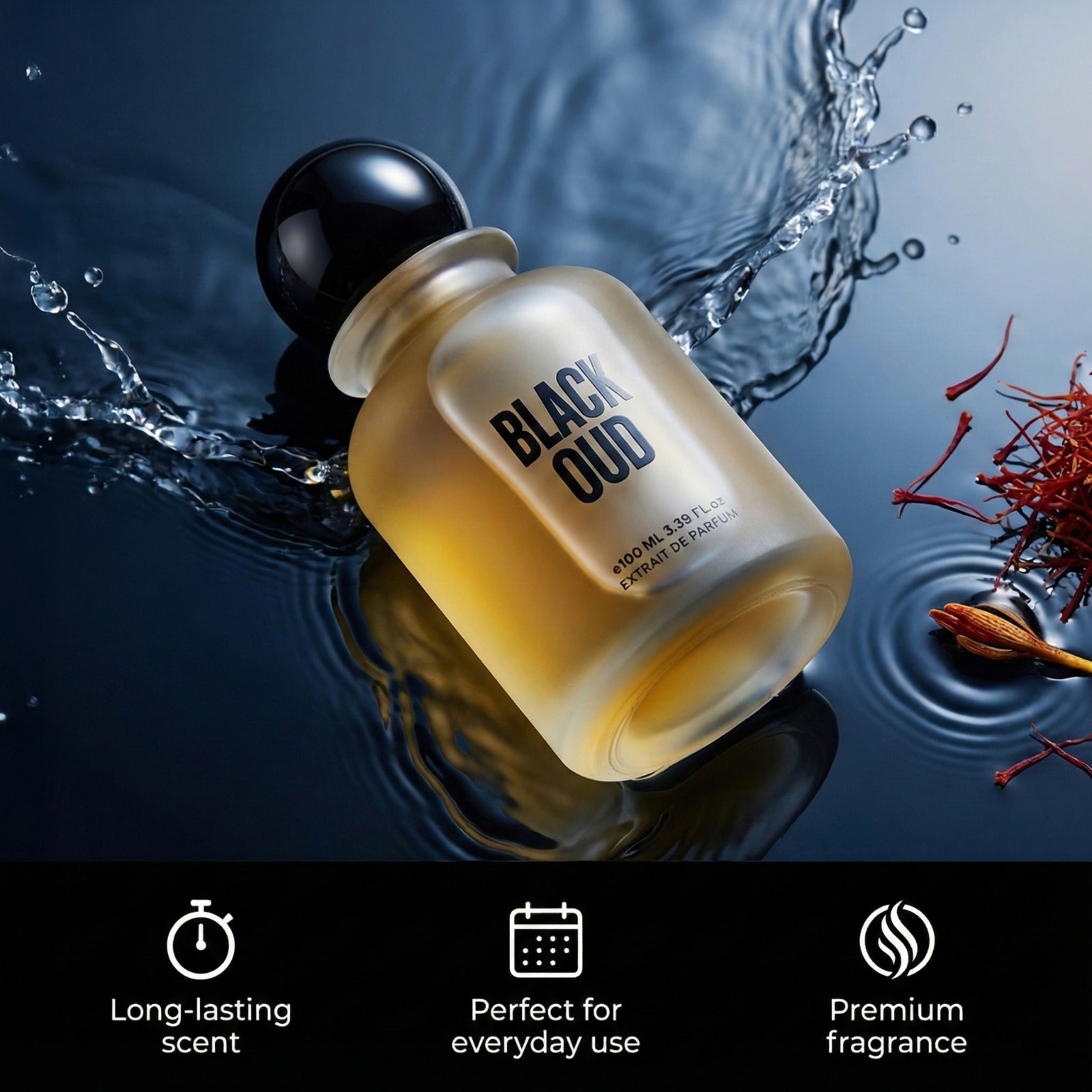 Black Oud Eau de Parfum – Intense Musk, Saffron & Smoky Incense