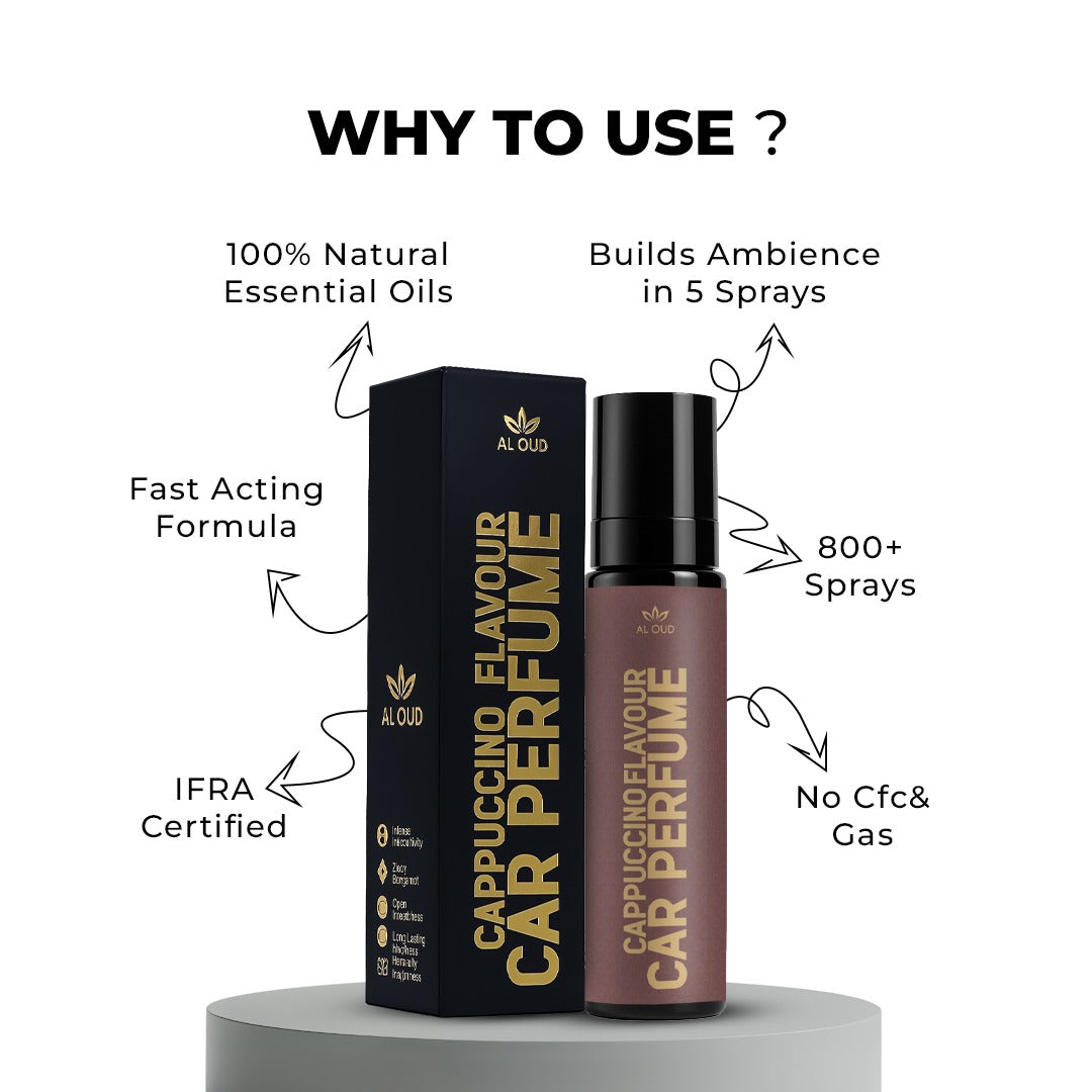 Al Oud Cappuccino Car Perfume | Aromatic Coffee, Creamy Vanilla & Musky Scent | 100ml