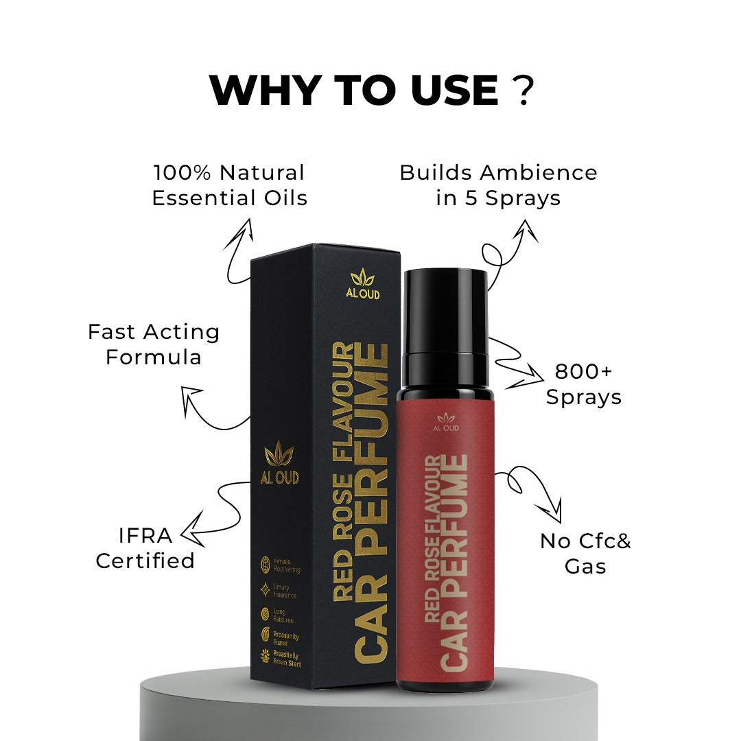 Al Oud Red Rose Car Perfume | Elegant Floral & Fresh Musky Scent | Powdery & Woody Notes | 100ml