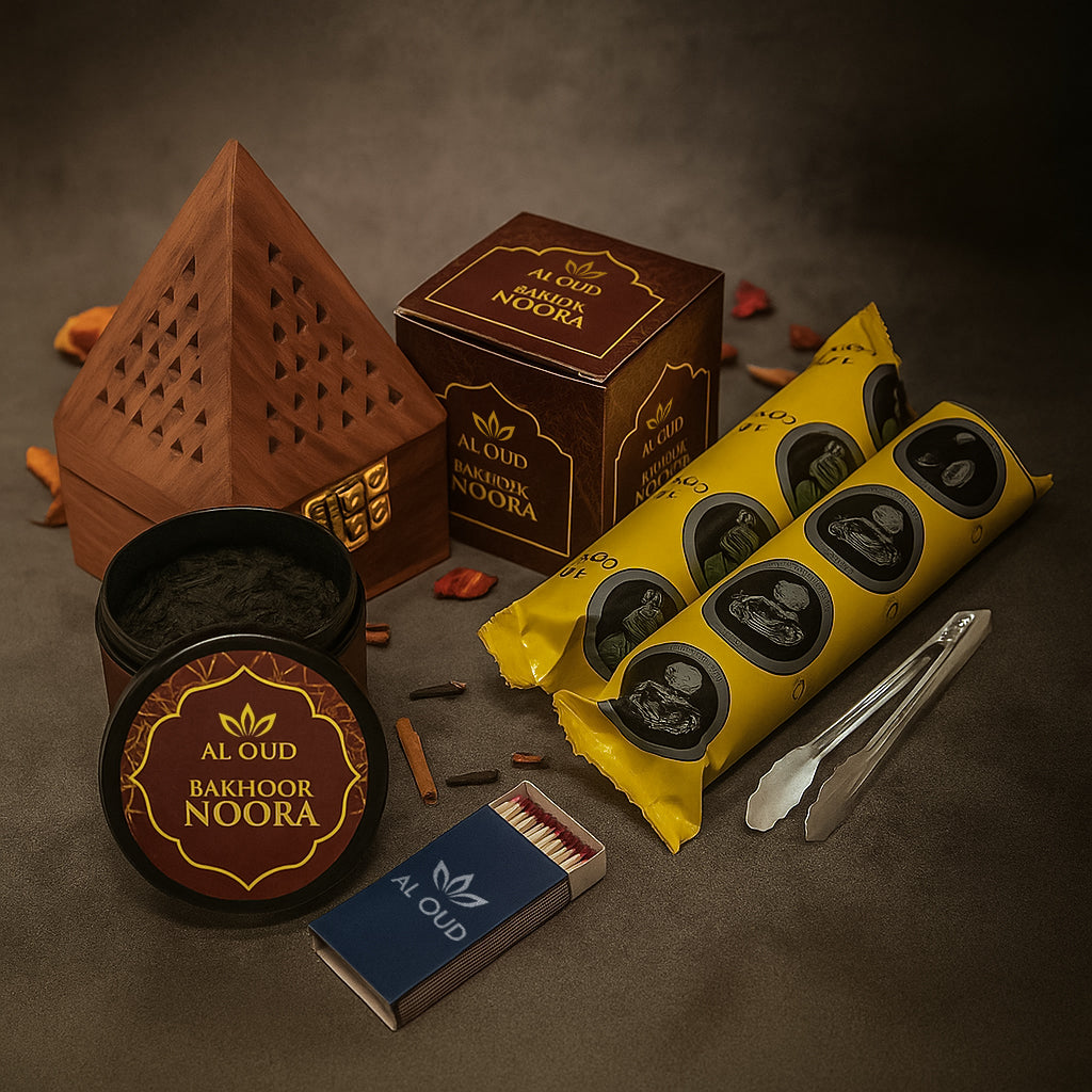 Al Oud Bakhoor Combo Set – Burner + 2 Charcoal + 2 x 50g Bakhoor (Choose Any 2 Flavors)